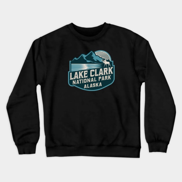 Lake Clark National Park Retro Emblem Crewneck Sweatshirt by Perspektiva